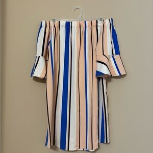 Romeo + Juliet Women's Striped Off-Shoulder Dress M Multicolor Party
